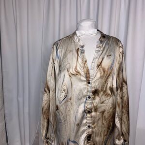 Marble Patterned Button-Up Shirt